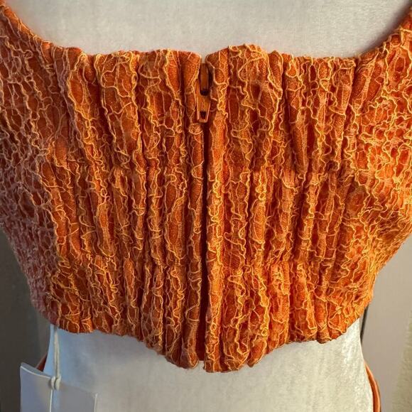 NWT C/MEO COLLECTIVE 'FORMAT' SQUARE NECK CUT OUT MIDI DRESS ORANGE Size 8 - Picture 7 of 9